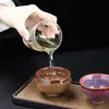 Taza de cerámica simple con cambio de horno para oficina en casa, taza de té con regalo hecho a mano, juego de té kung fu, taza de té, caja de regalo portátil
