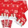 Mantel Navideño de Amazon Transfronterizo Árbol de Navidad Copo de Nieve Muñeco de Nieve Plástico Rojo Desechable Decoración de Fiesta Suministros