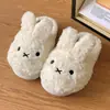 Lindas Pantuflas de Algodón Conejito Miffy para Mujer, Zapatos de Algodón Peludos de Invierno para el Hogar, Punta Cerrada, Felpa para Interiores, Estilo Pareja para Dormitorio