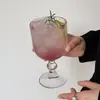Taza de Vidrio Ins Retro con Rayas Verticales, Vaso Alto, Copa de Vino Tinto, Copa de Vino, Vaso para Jugos, Copa para Helado, Vaso para Bebidas Frías, Vaso para Agua
