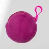 Bolsa redonda pequena de pelo sintético de coelho, macia e fofa, bolsa com chaveiro na cor macaron, porta-moedas do dia a dia para estudantes, e bolsinha para guardar fones de ouvido