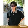 Camisa Polo Casual Versátil de Verão Unissex com Mangas Curtas, Design Houndstooth Retrô, Moda Tendência, Meio Botão, Gola Polo