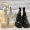Botas Retro Estilo Francés de Suela Gruesa 2025, Nuevos Zapatos de Plataforma para Aumentar la Altura de Otoño, Botines Pequeños tipo Martin, Negro