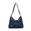 Bolsa de lona tote simple, bolsa de mezclilla para mujer, nueva colección primavera 2026, bolso de hombro moderno y elegante, bolso cruzado casual