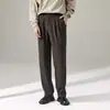Novo Estilo Calça Social Masculina de Corte Reto e Largo com Pregas Duplas, Cintura Elástica, Casual para Homens, Primavera e Verão