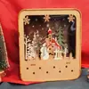 Cabaña Luminosa Navideña Casa de Madera Pintada Escena de Ventana Adornos Luz Nocturna LED Regalos Decorativos