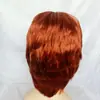 Peluca de Mujer Transfronteriza de Cabello Corto con Ligeras Ondas, Peluca Marrón con Cabello Corto Lacio y Flequillo, Venta Directa Exclusivamente para Estilos Cortos
