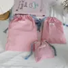 Bolsa de almacenamiento con cordón de color macarrón, mini bolsa portátil a prueba de polvo para cosméticos y joyas, bolsa de tela con cordón multifuncional
