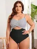 Amazon Europa e América Maiô Peça Única Plus Size Feminino Tiras Finas Decote V Recorte na Cintura Maiô de Praia Férias na Costa