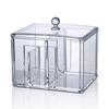 Caja de almacenamiento de hisopos de algodón 2 en 1, transparente, de acrílico, a prueba de polvo y para cosméticos de escritorio