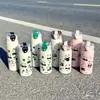 Taza de vacío de dibujos animados de panda lindo taza de bebida portátil para oficina de niña taza para beber para estudiante taza para exteriores rebotante
