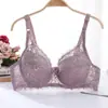 Talla grande Sujetador sin relleno para mujer Ajustable Taza grande Sexy Encaje Delgado Pecho grande Ropa interior pequeña Anti-flacidez