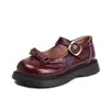 Zapatos de Cuero para Niñas 2026 Otoño Nuevos Estilo Universitario Británico Zapatos Mary Jane con Correa en T Hebilla y Suela Suave Antideslizante
