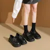Mocasines de plataforma estilo británico para mujer, nueva colección primavera 2026, zapatos de cuero negro, zapatos slip-on versátiles y casuales