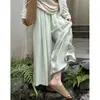 Calça Saia Wide Leg Rosa em Tencel para Mulheres, Novo Estilo Verão 2026, Estilo Old Money, Cintura Alta, Solta, Respirável, Calça Casual Fina