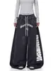 Pantalones Deportivos Retro con Estampado de Letras Desgastadas de Otoño e Invierno para Hombre y Mujer, Estilo Americano Holgado Casual de Pierna Ancha, Amazon Transfronterizo