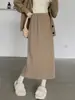 Saia de Veludo Grosso Plus Size Feminina de Veludo Cotelê Outono e Inverno 2024 A-Line Slim Estilo Coreano Comprimento Médio Saia Feminina Cintura Alta