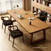 Mesa grande e longa para sala de estar, mesa para leitura e estudo, mesa integrada para estudo e escritório, mesa grande de madeira maciça, mesa de computador, bancada de trabalho