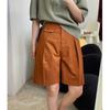 Verano Nuevo Estilo de Blogger de Moda Lana Cintura Alta Pierna Ancha Traje Pantalón Medio Suelto Adelgazante Bermuda Pantalón de Cinco Puntos para Mujer