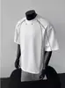 Camiseta de Manga Corta para Hombre, Marca de Moda, Verano Holgada, Manga Tres Cuartos, Estilo Sorona, Popular en Redes Sociales, Top Sencillo con Estampado, Algodón