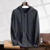 Chaqueta Cárdigan de Punto de Cachemir de Manga Larga para Persona de Mediana Edad, Holgada, Otoño e Invierno, Cremallera, Casual de Negocios, con Capucha para Hombre, Montaña, Estilo Nuevo