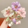 Elástico de Cabelo Tulipa Estilo Coreano de Princesa, Scrunchie Floral, Corda de Cabelo Feminina, Faixa de Cabeça, Acessório de Cabelo Atmosférico, Elástico de Cabelo Infantil