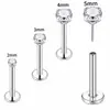 Studs para labio con rosca interna de circonita 3A de acero inoxidable transfronterizos, aretes, studs para cartílago de la oreja, anillos para labio, pendientes, joyería para piercing de acero de titanio