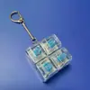 Botón de prueba de descompresión totalmente transparente para PC transfronterizo, teclado mecánico con botón parpadeante para aliviar el estrés, llavero