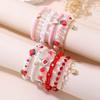 Pulsera Europea y Americana Transfronteriza de Arcilla Polimérica Roja con Perlas de Fresa Rosa, Pulsera de Arcilla Polimérica Suave para Niña, Joyería con Colgante de Amor