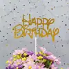 Decoración de pastel bandera de cumpleaños en chino e inglés/tarjeta insertable para decoración de pastel de cumpleaños/bandera insertable de feliz cumpleaños
