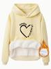 Cross-border Outono e Inverno Europeu e Americano Feminino Top Hoodie avó Amor Padrão Impresso Casual Forrado de lã Suéter Espessado