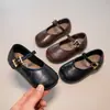 Outono 2026 Novos Sapatos de Couro para Meninas Estilo Britânico Preto Solado Macio Sapatos de Bebê Sapatos Mary Jane Infantis para Meninas