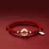 Colgante de Jade Hetian de la Paz Pulsera de Hilo Rojo para Mujer, Cuentas de la Fortuna de Plata Esterlina, Estilo Pareja, Pulsera del Año de Nacimiento, Pulsera de Amistad