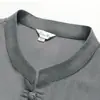 Traje de Verano para Hombre de Mediana Edad, Nuevo Traje Tang Casual Estilo Chino, Manga Corta con Tacto de Seda Helada, Cuello Alto con Botones Tradicionales