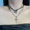 Collar de cuentas cruzadas con mariposas apiladas estilo Spice Y2K, diseño moderno y dulce, gargantilla, accesorios para el cuello