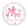 Mm329 Vajilla Lazo Rosa Vajilla Fiesta Navideña 8 Personas Juego de 4 Piezas Plato de Papel de Princesa Vaso de Papel Tisú