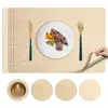 Tapete Isolante para Comida Ocidental Padrão Quadrado Tecido Tapete para Jantar em Casa Tapete para Tigela Hotel Tapete de Couro para Mesa de Jantar Impermeável e à Prova de Óleo Tapete Isolante