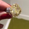 Anel Aberto Aria Dupla Cor Amarelo Ganso Zircônia Diamante Completo Moda Feminina Elegante Celebridade Online Venda ao Vivo