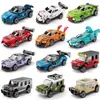 Blocos de Montar Carro de Corrida Mini Puxa-e-Solta com Quatro Grades, Brinquedos Educacionais de Montagem para Meninos e Crianças, Presentes, Atacado e Dropshipping