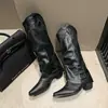 Botas de cowboy occidentales para mujer 2026 primavera y otoño nuevo estilo punta fina tacón grueso retro botas largas, botas de caña alta, botas de montar largas de moda