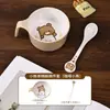 Tazón infantil de melamina lindo dibujo animado para el hogar tazón para comida de bebé con asa tazón pequeño y cuchara juego de vajilla para madre y bebé caja de regalo