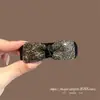 Pinza para el pelo de lazo con pedrería negra, Pinza de pico de pato lateral para flequillo, Accesorio de alta gama para el pelo para la parte posterior de la cabeza, Pinza para el pelo liso