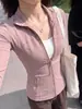 Ropa de Yoga Adelgazante y Favorecedora para Mujer 2026 Nuevo Estilo Top Deportivo Cintura Ceñida Ajustado Cuello Alto Cardigan Adelgazante Chaqueta Casual