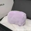 Bolsa de Lápis de Pelúcia Nova Cor Sólida para Meninas Bolsa de Mão Cor de Doce Portátil Doce Macio Cereja Bolsa de Maquiagem Bolsa de Lápis