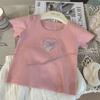 Ropa coreana para niños 2024 nuevo verano niñas aman lentejuelas camiseta manga corta estilo extranjero shorts capullo conjunto de dos piezas moda