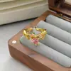Anel Aberto Vintage com Pedra Zircônia Rosa Nicho Luxo Leve High-End Anel Empilhável Totalmente Cravejado de Diamante para Mulheres