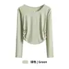 Top de yoga moderno para mujer, camiseta de fitness con diseño de pliegues de pétalos, ligero, transpirable, espalda hueca hermosa, manga larga, estilo otoño