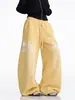 Pantalones de chándal con estampado de letras degradadas estilo europeo y americano para mujer, otoño, corte holgado, estilo casual, caída fluida, pantalones de pierna ancha para danza jazz
