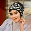 Novo Chapéu Turbante Estilo Streetwear da Amazon Faixa de Cabeça Estampada Chapéu Pulôver Torcido Chapéu de Cabeça com Flor para Mulheres em Estoque