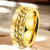 Anillo de Acero Inoxidable Hip-Hop para Hombre Nicho Ins Giratorio Descompresión No se Desvanece Joyería de Acero de Titanio Joyería de Mano Venta al por Mayor